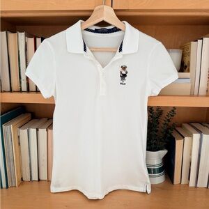 Ralph Lauren Polo Bear White Golf Shirt Women’s S Tailored Fit | Preppy | RL